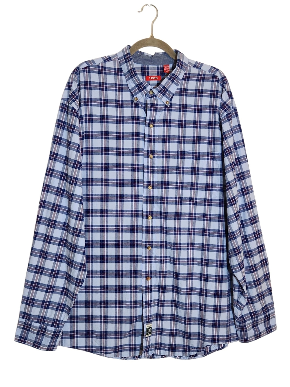 IZOD Men's Blue Plaid Button Down Shirt Size XXL